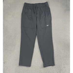 Reebok Track Pants Men L Gray Athletic Drawstring Straight Leg